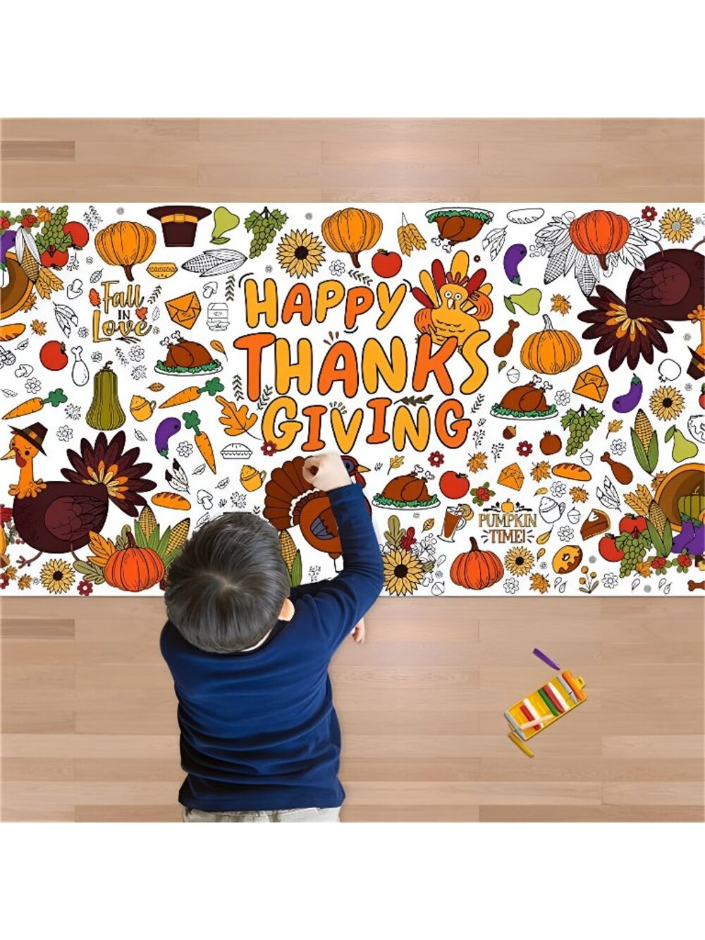Thanksgiving Giant Coloring Poster/Tablecloth-Thanksgiving Crafts for Kids